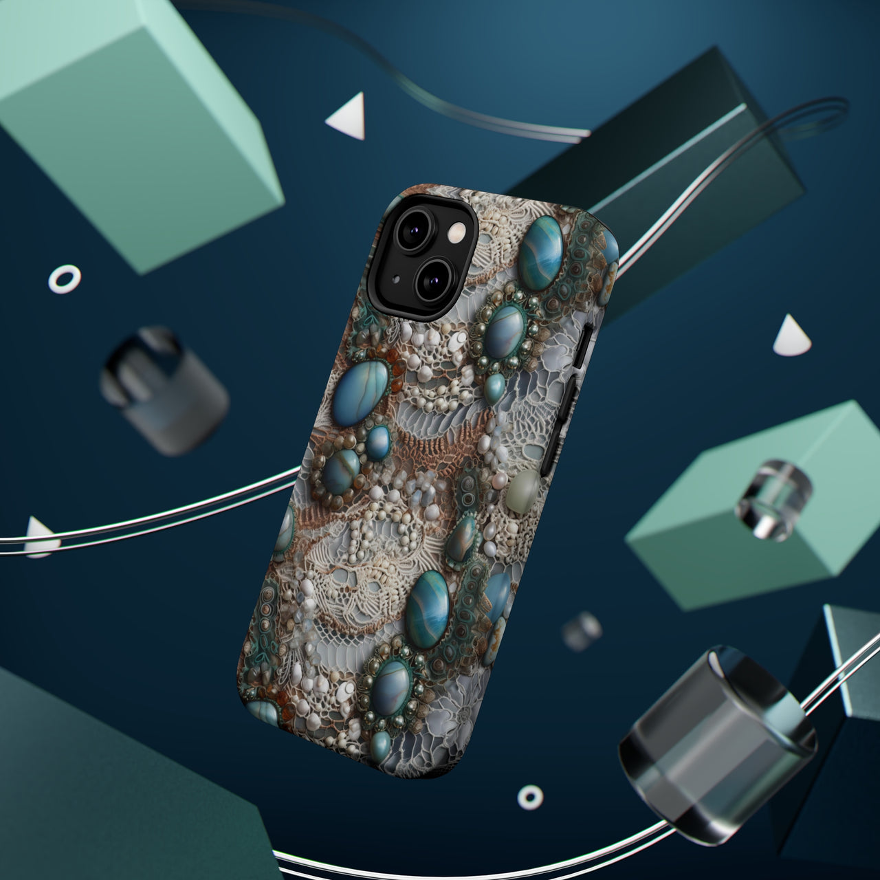 Boho Agate and Lace MagSafe Tough Cases for iPhone 14, iPhone 14 Pro, iPhone 14 Plus, and iPhone 14 Pro Max