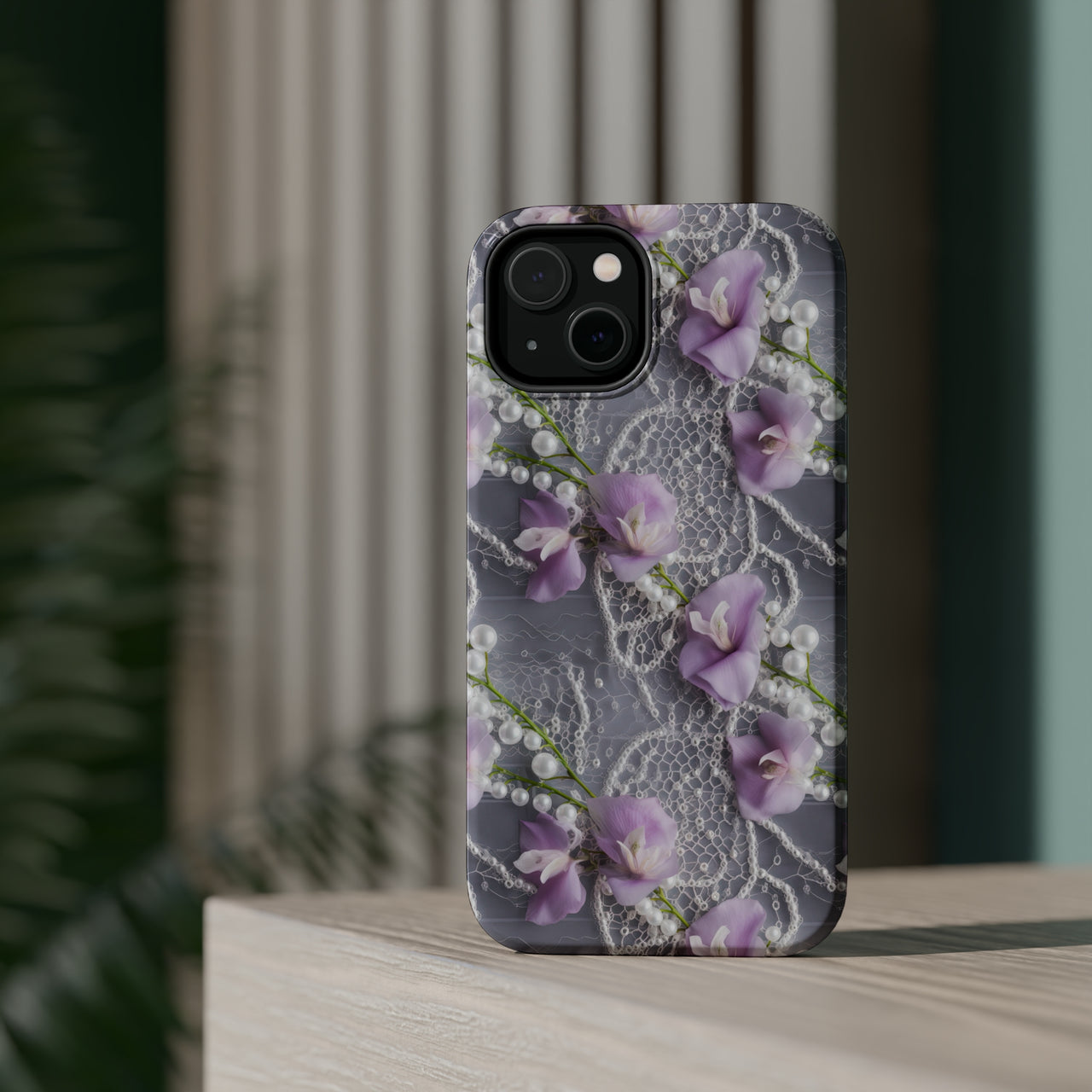 Purple Sweet Pea MagSafe Tough Cases for iPhone 14, iPhone 14 Pro, iPhone 14 Plus, and iPhone 14 Pro Max