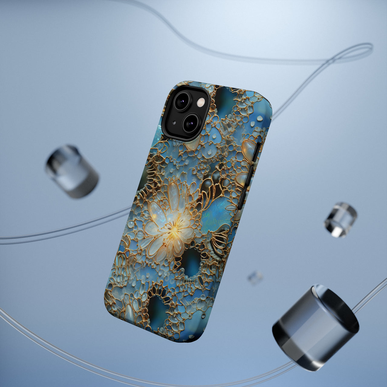 Gemstones and Gold Lace MagSafe Tough Cases for iPhone 14, iPhone 14 Pro, iPhone 14 Plus, and iPhone 14 Pro Max