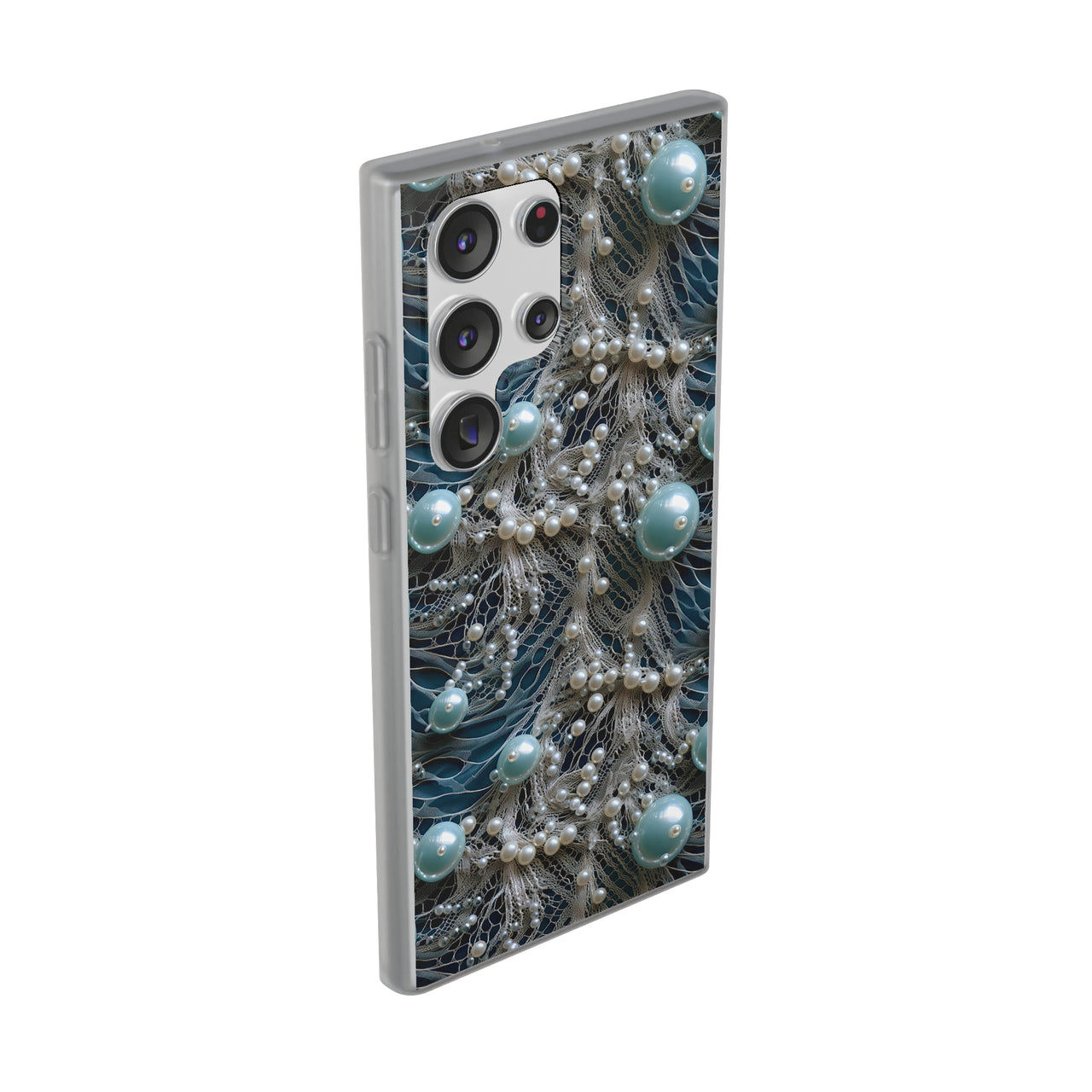 Sea Foam Lace and Pearls - Flexi Cases for Samsung Galaxy S23, Samsung Galaxy S23 Plus, and Samsung Galaxy S23 Ultra