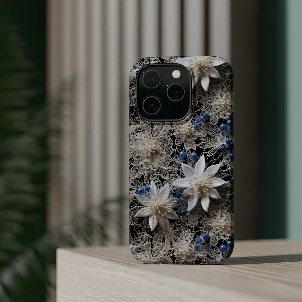 Vintage Lace and Clematis MagSafe Tough Cases for iPhone 14, iPhone 14 Pro, iPhone 14 Plus, and iPhone 14 Pro Max