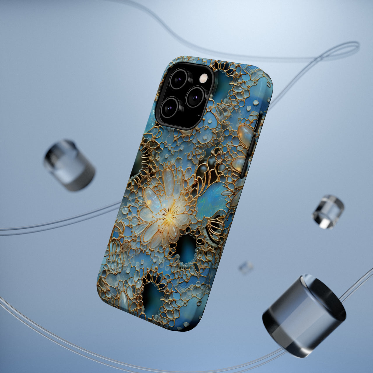 Gemstones and Gold Lace MagSafe Tough Cases for iPhone 14, iPhone 14 Pro, iPhone 14 Plus, and iPhone 14 Pro Max