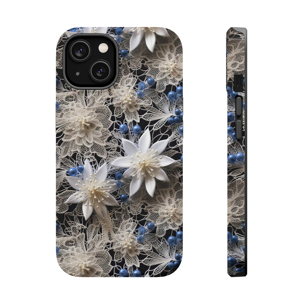 Vintage Lace and Clematis MagSafe Tough Cases for iPhone 14, iPhone 14 Pro, iPhone 14 Plus, and iPhone 14 Pro Max