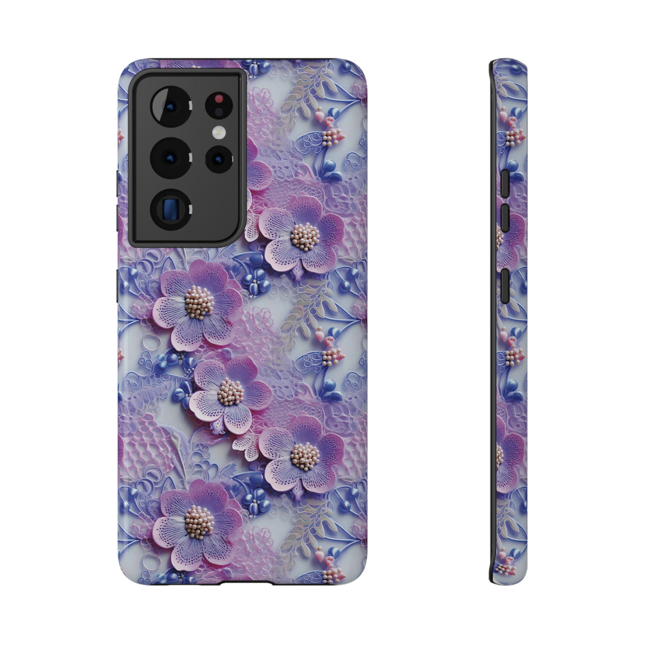 Pink and Purple Harmony - Impact-Resistant Case for Samsung Galaxy S21, Samsung Galaxy S21 Plus, and Samsung Galaxy S21 Ultra. Supports Wireless Charging.