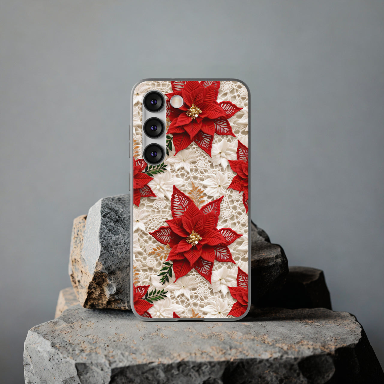 Christmas Poinsettia - Flexi Cases for Samsung Galaxy S23, Samsung Galaxy S23 Plus, and Samsung Galaxy S23 Ultra