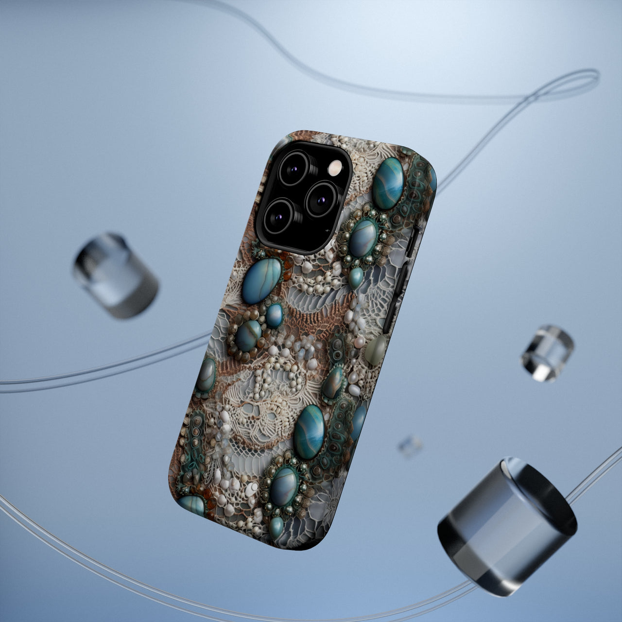 Boho Agate and Lace MagSafe Tough Cases for iPhone 14, iPhone 14 Pro, iPhone 14 Plus, and iPhone 14 Pro Max