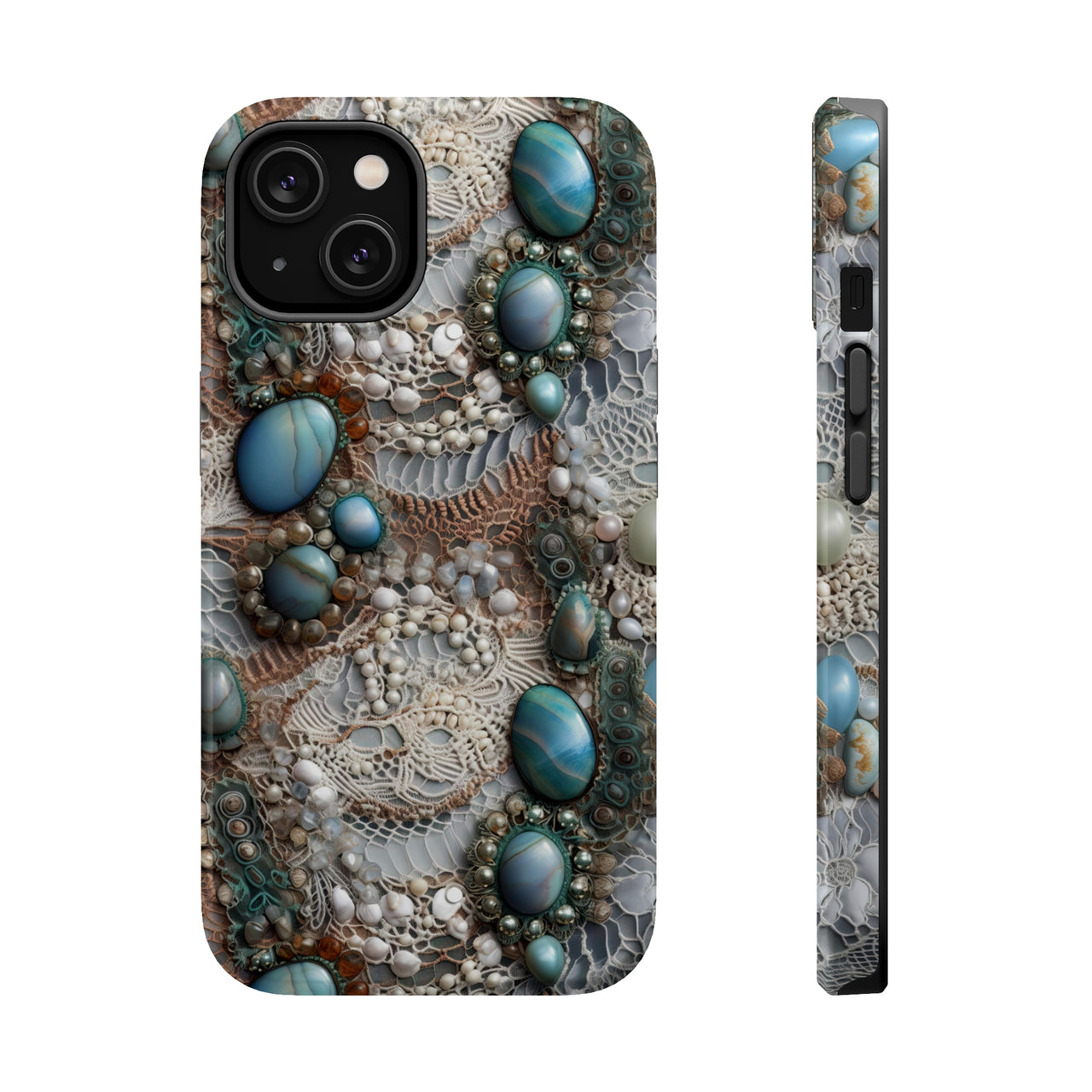 Boho Agate and Lace MagSafe Tough Cases for iPhone 14, iPhone 14 Pro, iPhone 14 Plus, and iPhone 14 Pro Max