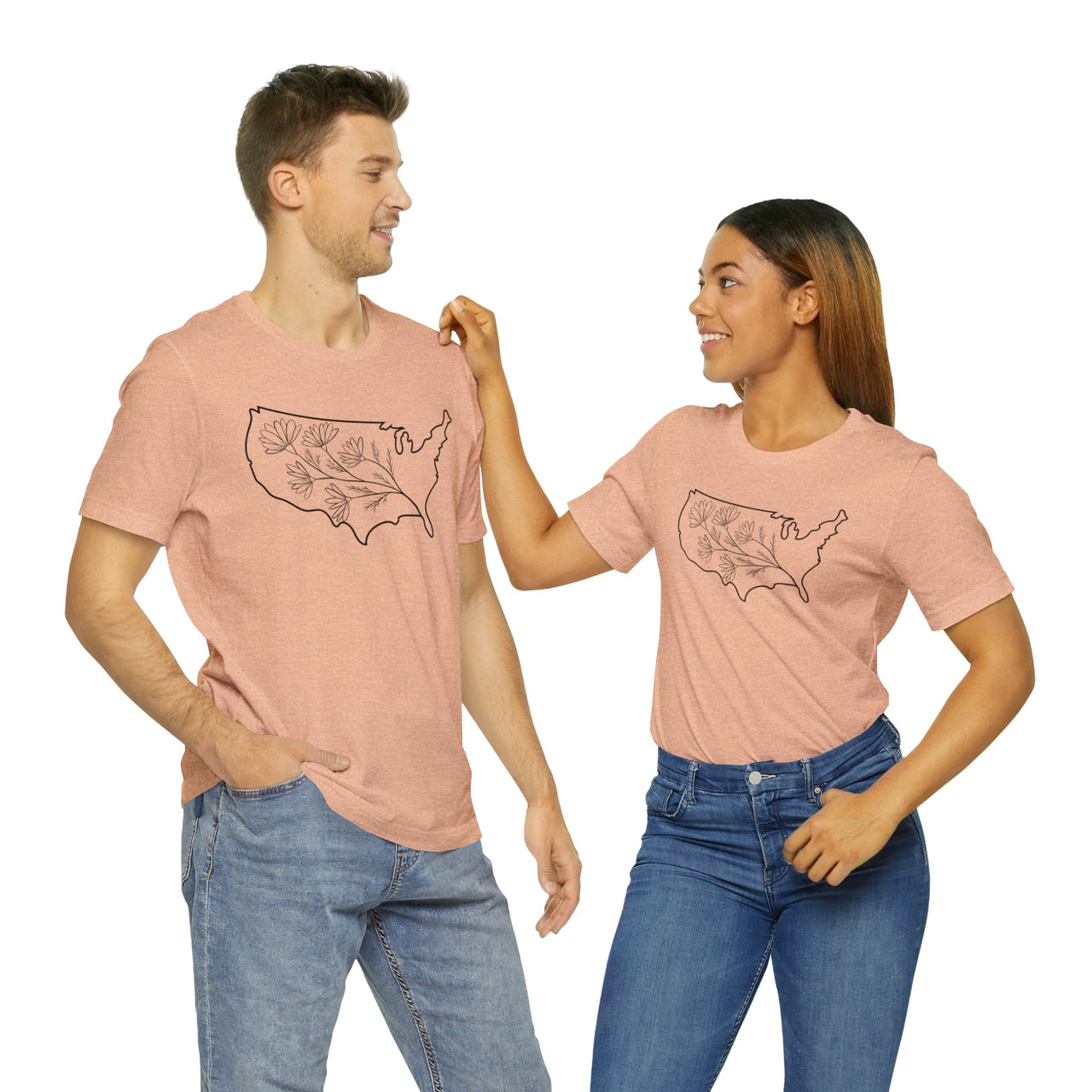 Map of the USA - Unisex Light Cotton T-Shirt