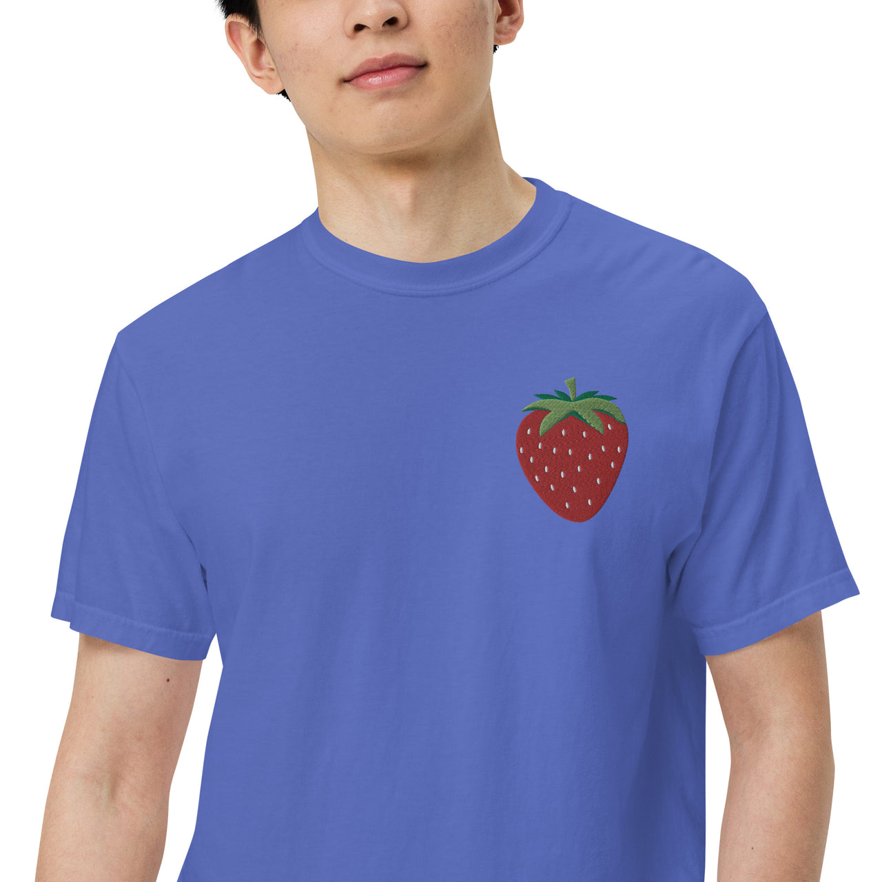 Embroidered Strawberry Unisex Garment-dyed Heavyweight T-shirt