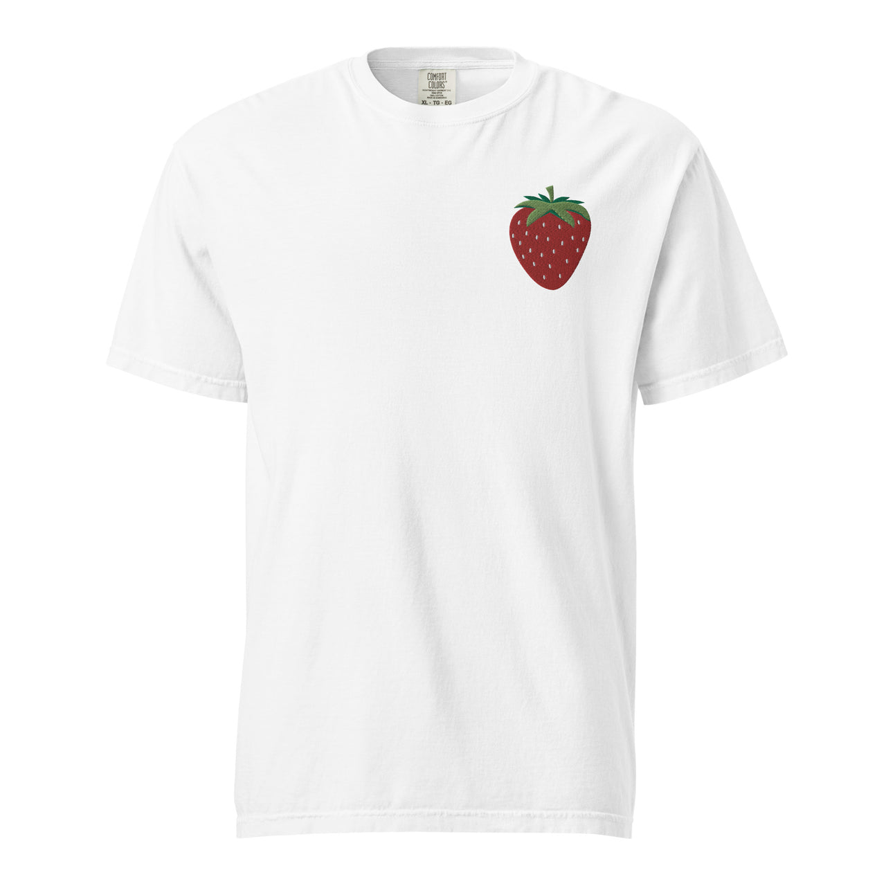 Embroidered Strawberry Unisex Garment-dyed Heavyweight T-shirt