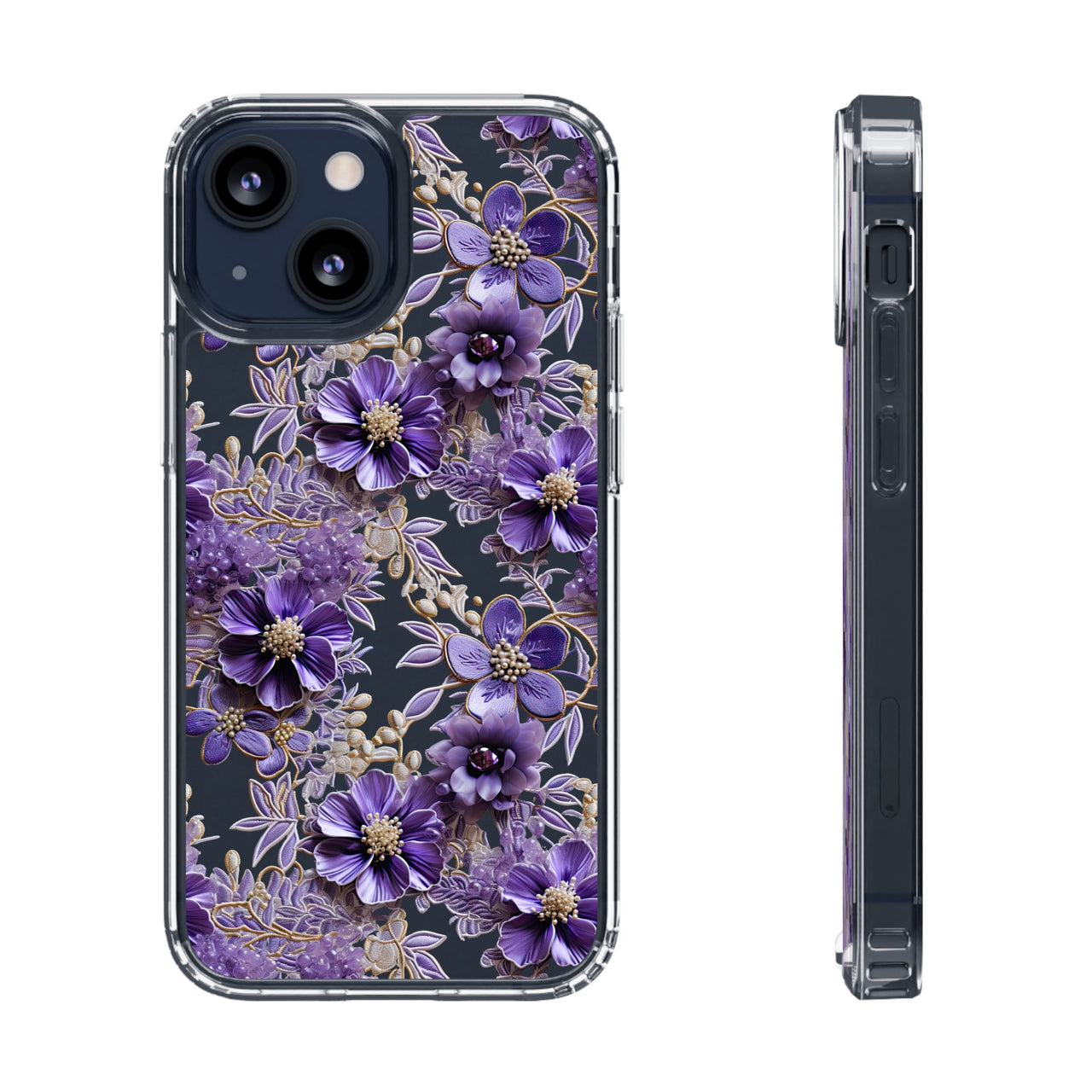 *Clear Case* Violet Meadow - iPhone 13, iPhone 13 Mini, iPhone 13 Pro, iPhone 13 Pro Max - Supports Wireless Charging