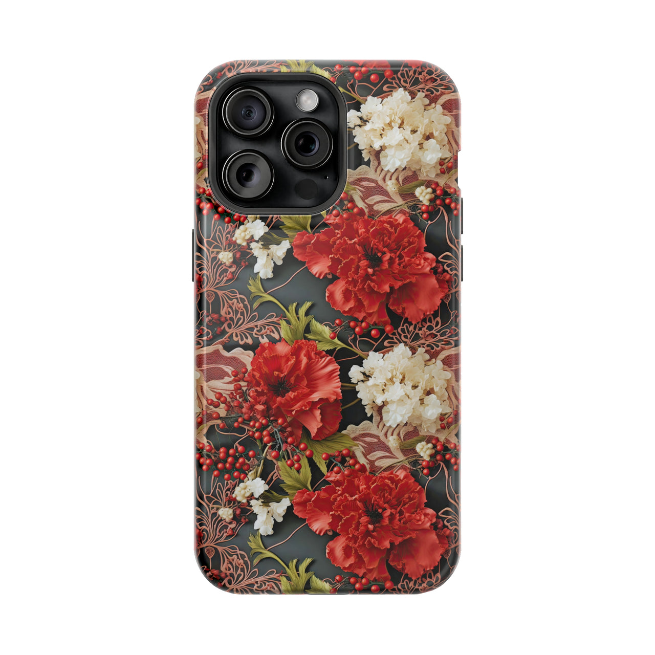 Carnation for January Birthday - MagSafe Tough Case for iPhone 15, iPhone 15 Pro, iPhone 15 Plus, & iPhone 15 Pro Max