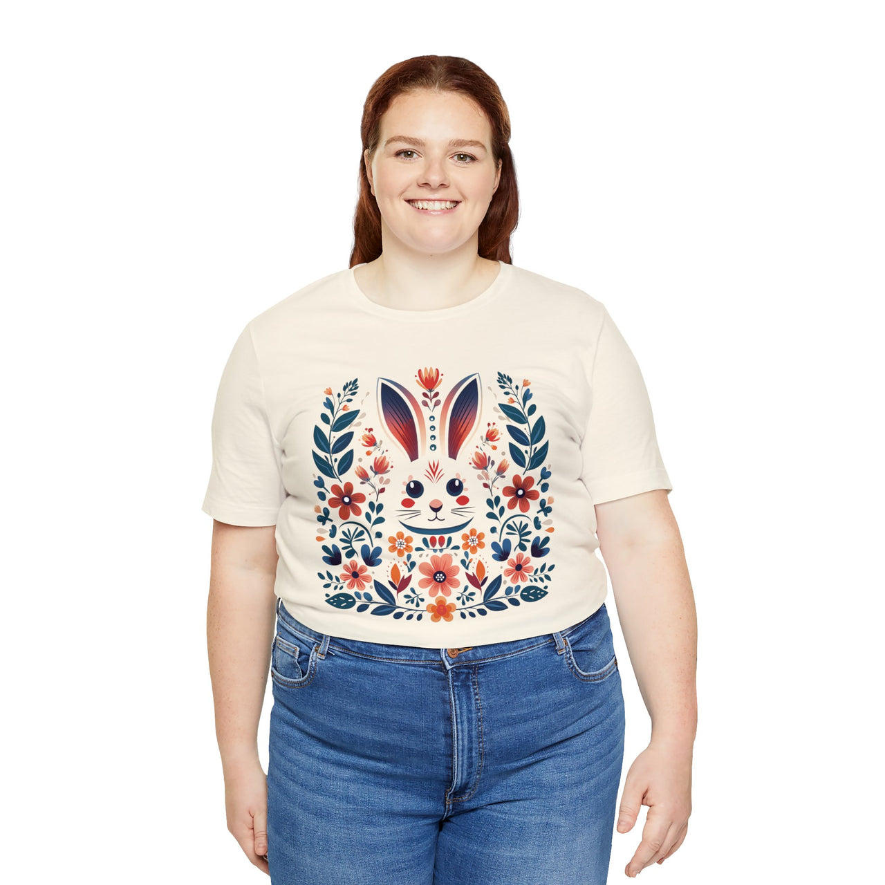 Folk Art Rabbit Unisex Jersey Short Sleeve Tee