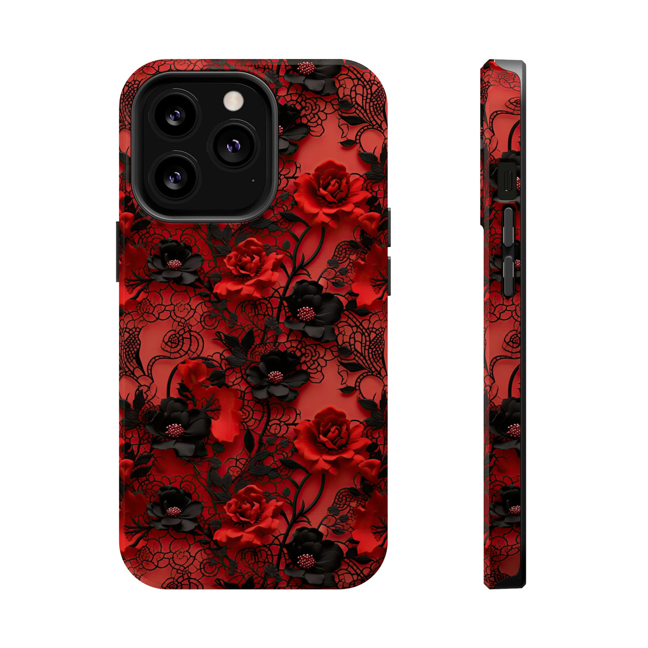 Gothic Rose MagSafe Tough Cases for iPhone 13, iPhone 13 Mini, iPhone 13 Pro, and iPhone 13 Pro Max.