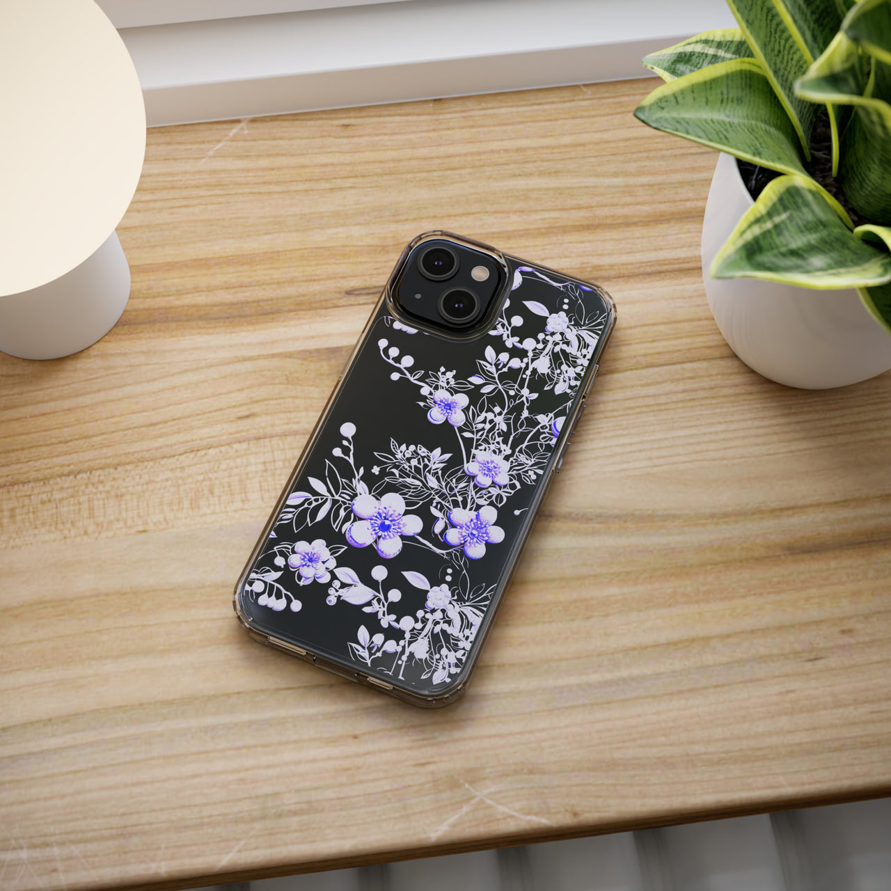 *Clear Case* Purple Petals - iPhone 14, iPhone 14 Pro, iPhone 14 Plus, iPhone 14 Pro Max - Supports Wireless Charging