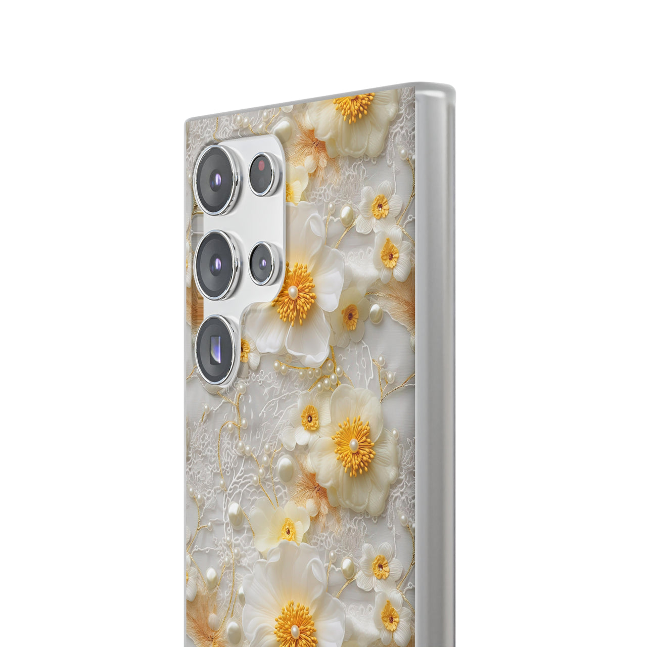 Yellow and White Floral - Flexi Cases for Samsung Galaxy S23, Samsung Galaxy S23 Plus, and Samsung Galaxy S23 Ultra