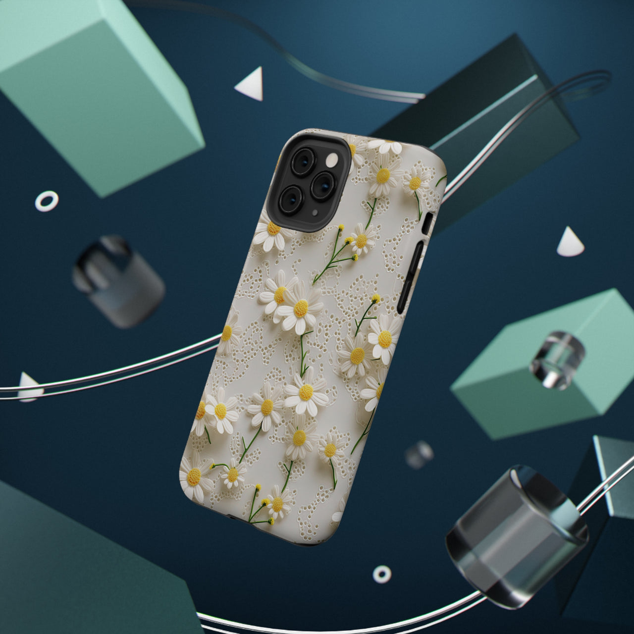 Daisy Impact-Resistant Cases for iPhone 11, iPhone 11 Pro, and iPhone 11 Pro Max. Supports Wireless Charging.