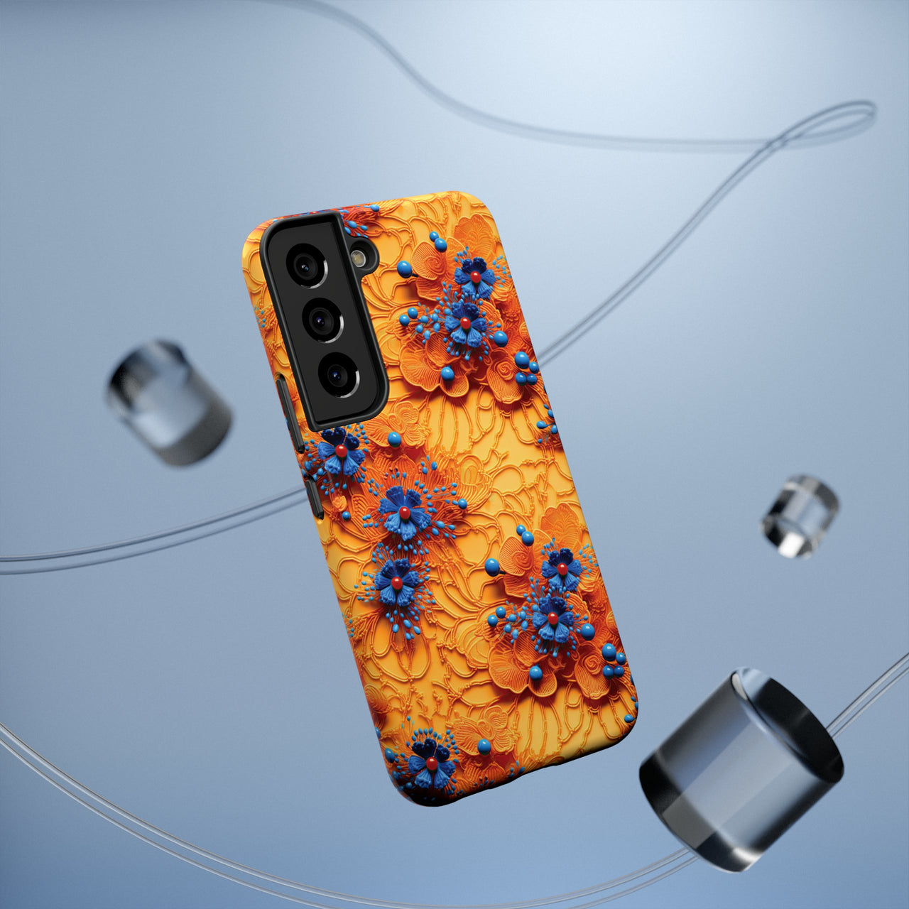 Royal Ryukyu Blossoms - Impact-Resistant Case for Samsung Galaxy S22, Samsung Galaxy S22 Plus, and Samsung Galaxy S22 Ultra. Supports Wireless Charging.