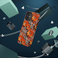 Thumbnail for Orange Petals in Silver Tapestry Impact-Resistant Case for iPhone 12, iPhone 12 Mini, iPhone 12 Pro, and iPhone 12 Pro Max. Supports Wireless Charging.