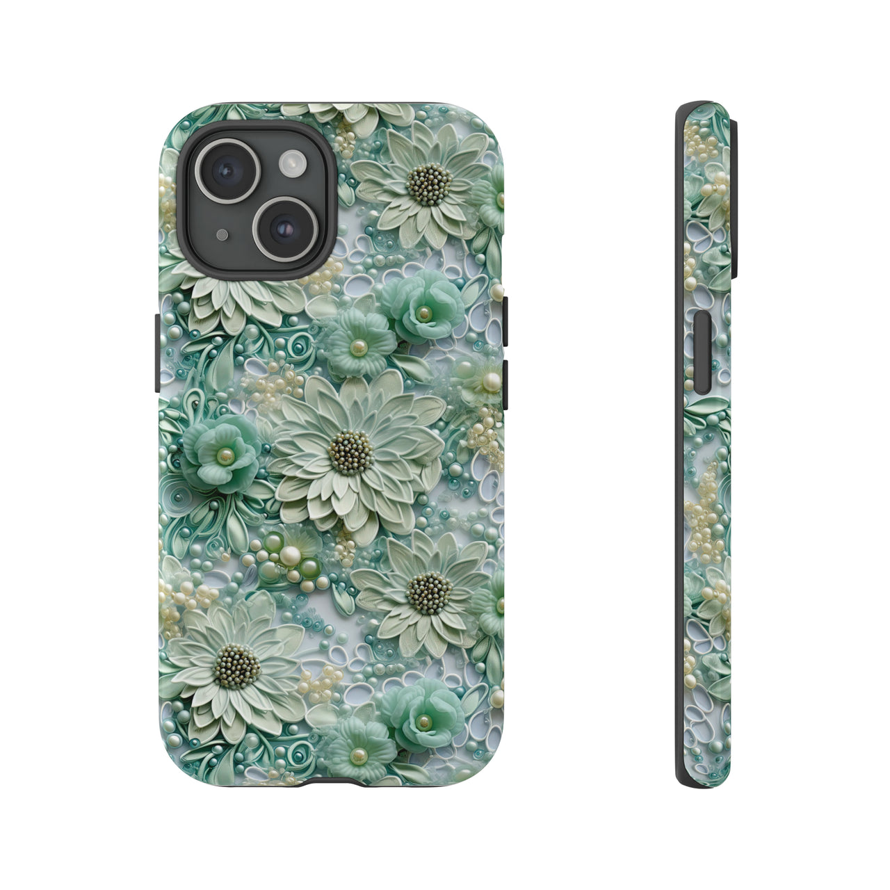 Teal Petals - Tough Case for iPhone 15, iPhone 15 Pro, iPhone 15 Plus, and iPhone 15 Pro Max