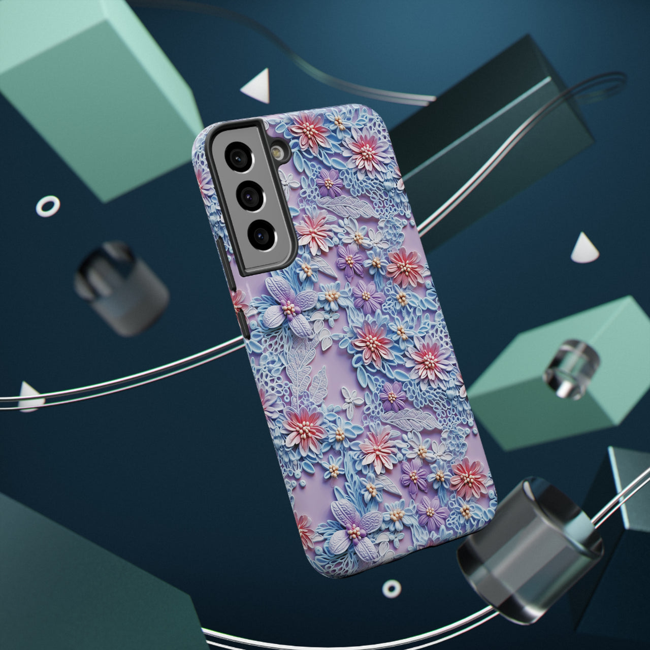 Cotton Candy Meadow - Impact-Resistant Case for Samsung Galaxy S22, Samsung Galaxy S22 Plus, and Samsung Galaxy S22 Ultra. Supports Wireless Charging.