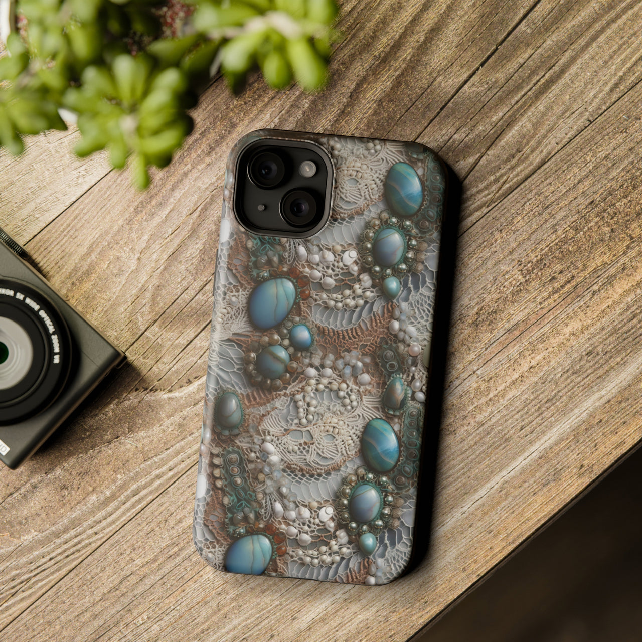 Boho Agate and Lace - MagSafe Tough Case for iPhone 15, iPhone 15 Pro, iPhone 15 Plus, & iPhone 15 Pro Max