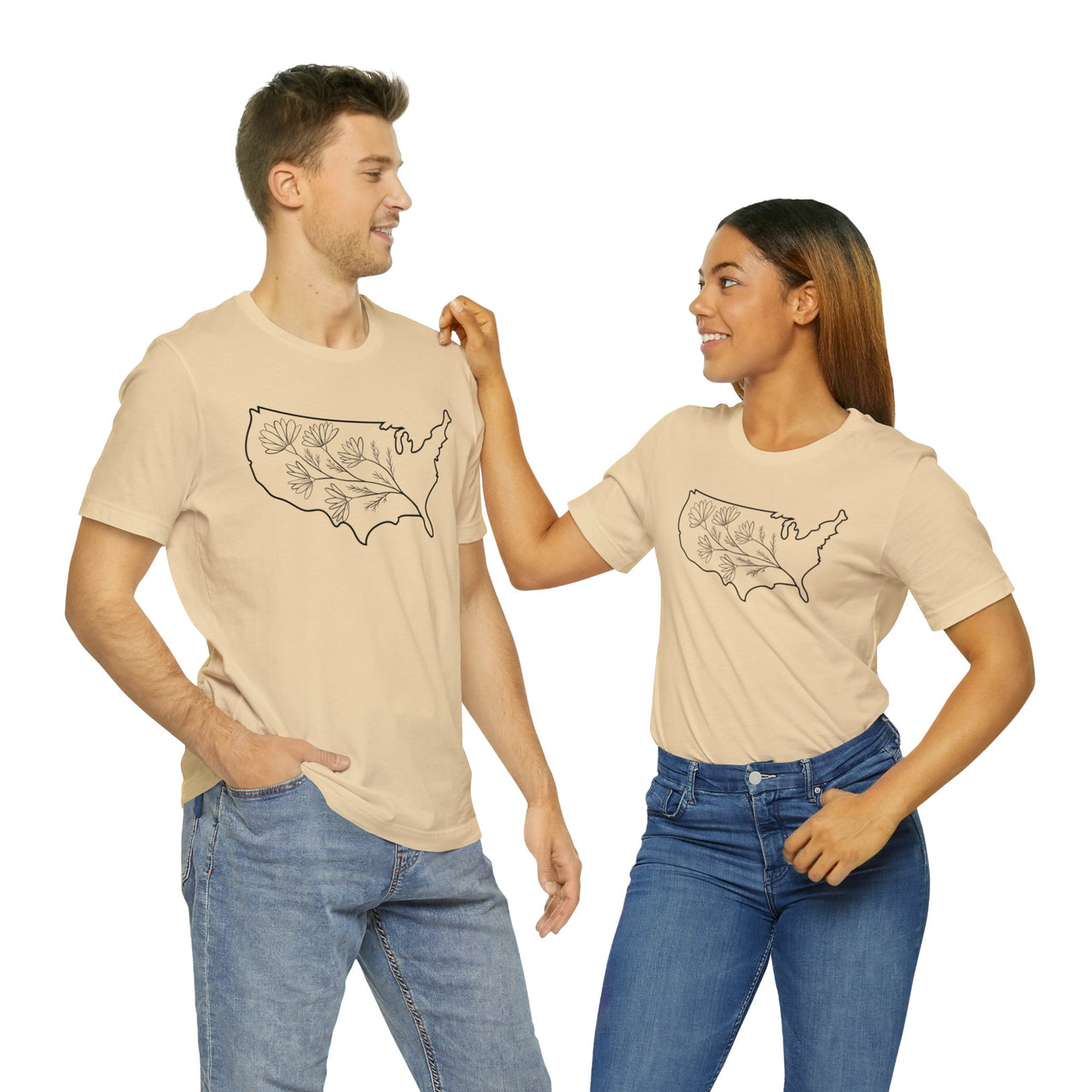 Map of the USA - Unisex Light Cotton T-Shirt