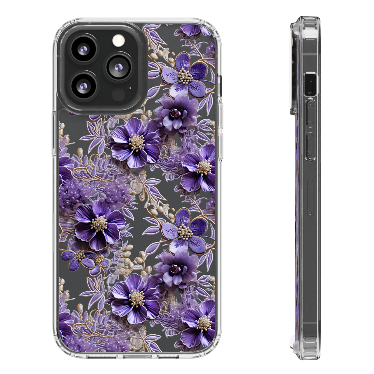 *Clear Case* Violet Meadow - iPhone 13, iPhone 13 Mini, iPhone 13 Pro, iPhone 13 Pro Max - Supports Wireless Charging