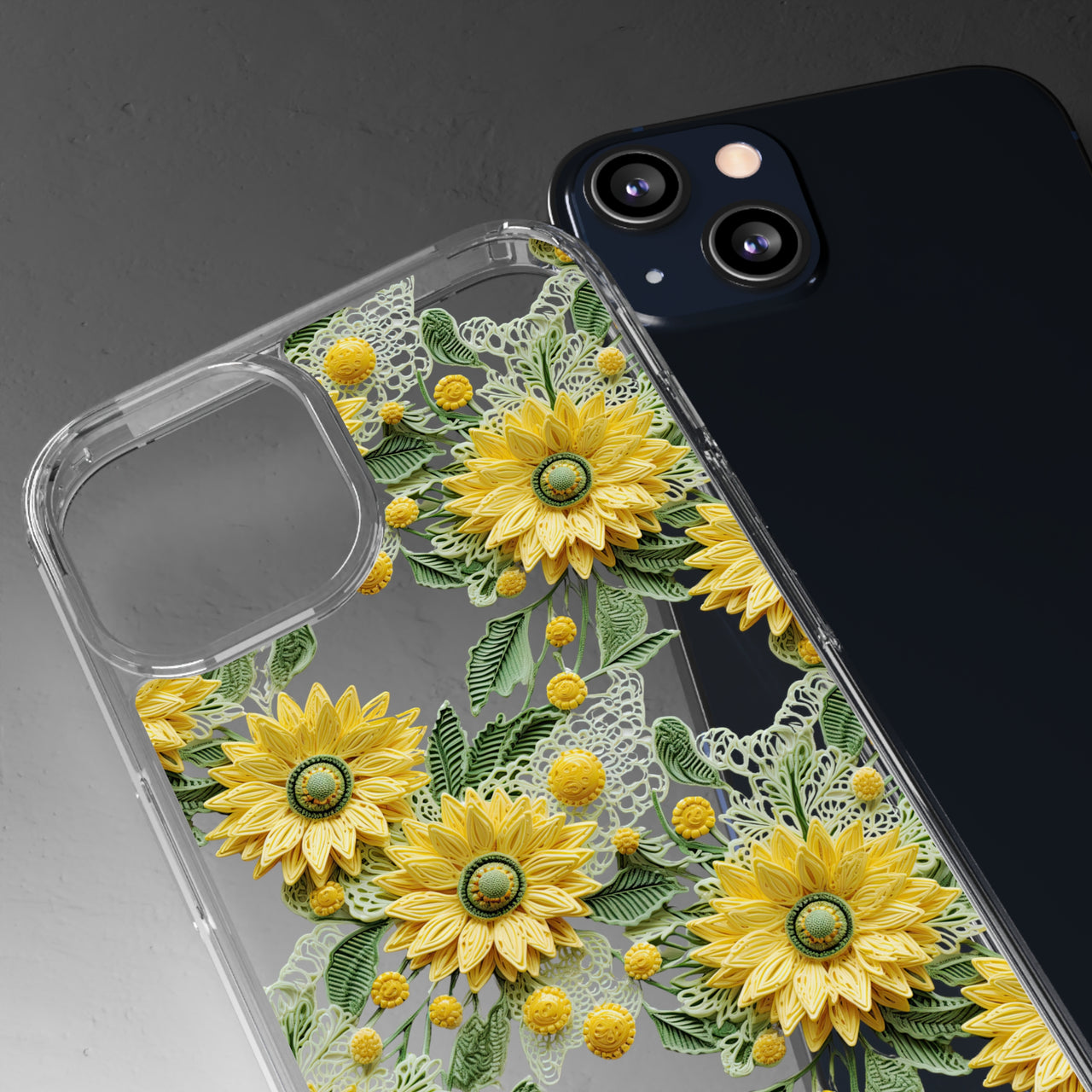 *Clear Case* Whimsical Sunflowers - iPhone 13, iPhone 13 Mini, iPhone 13 Pro, iPhone 13 Pro Max - Supports Wireless Charging