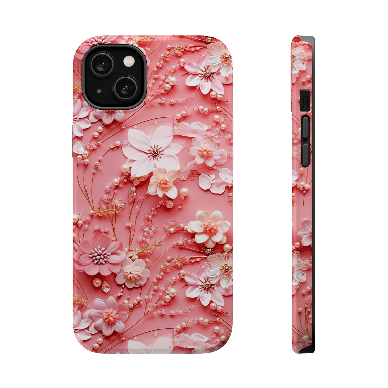 Floral Champagne Toast MagSafe Tough Cases for iPhone 14, iPhone 14 Pro, iPhone 14 Plus, and iPhone 14 Pro Max