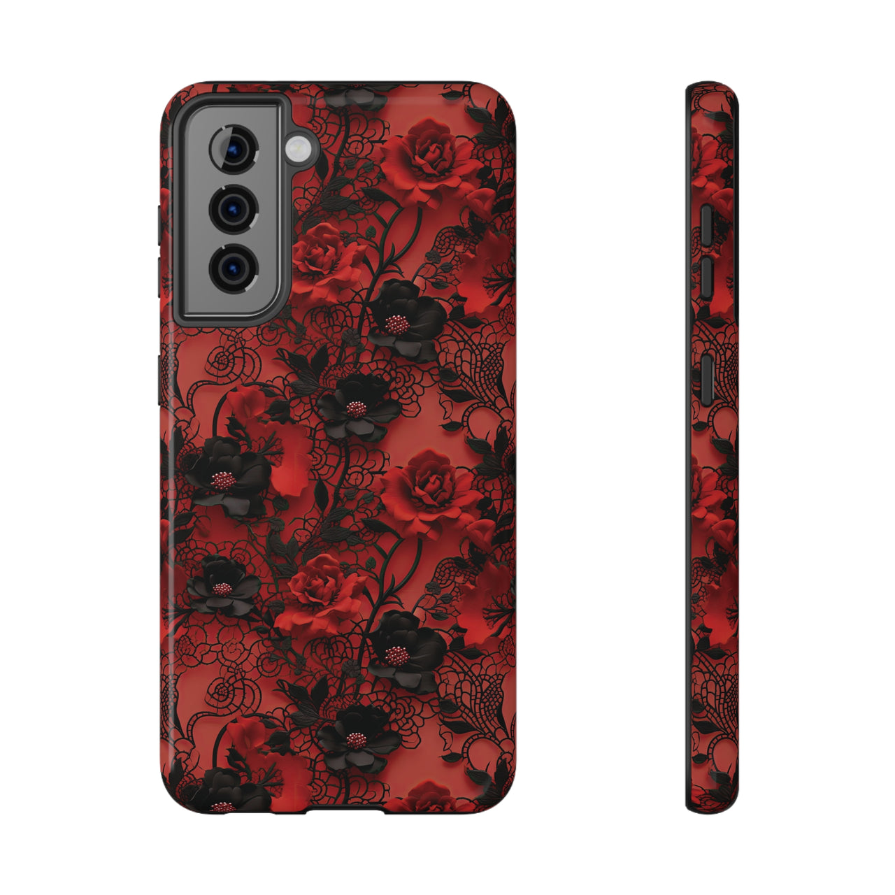 Gothic Rose Impact-Resistant Cases for Samsung Galaxy S21, Samsung Galaxy S21 Plus, and Samsung Galaxy S21 Ultra. Supports Wireless Charging.