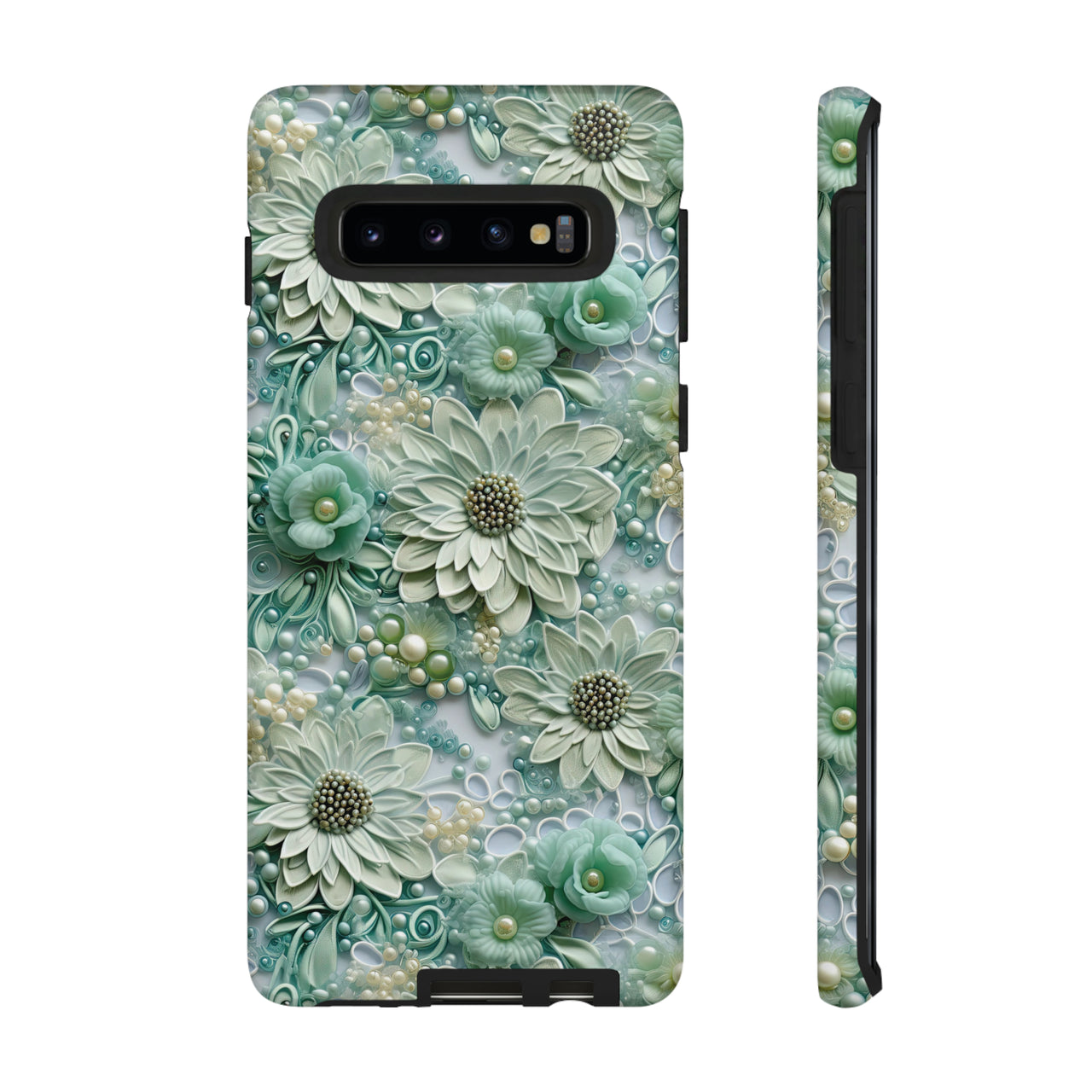 Teal Petals - Tough Case for Samsung Galaxy S10, Samsung Galaxy S10E, and Samsung Galaxy S10 Plus