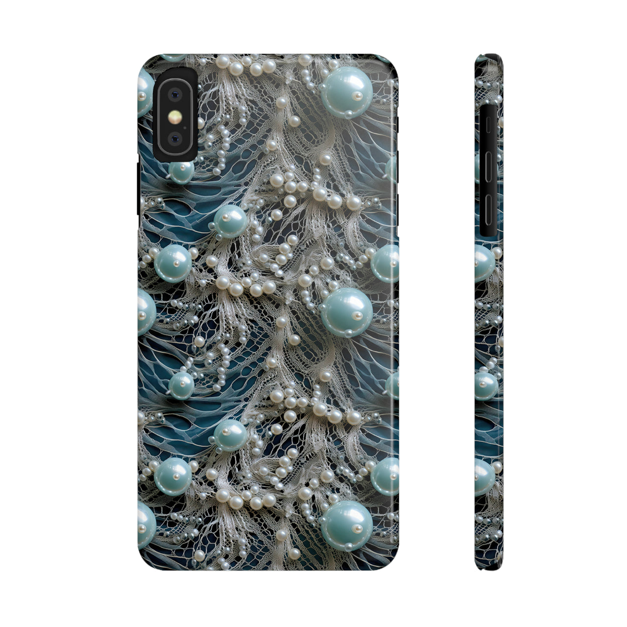 Sea Foam Lace and Pearls - Slim Phone Cases for iPhone X, iPhone XR, iPhone XS, and iPhone XS MAX