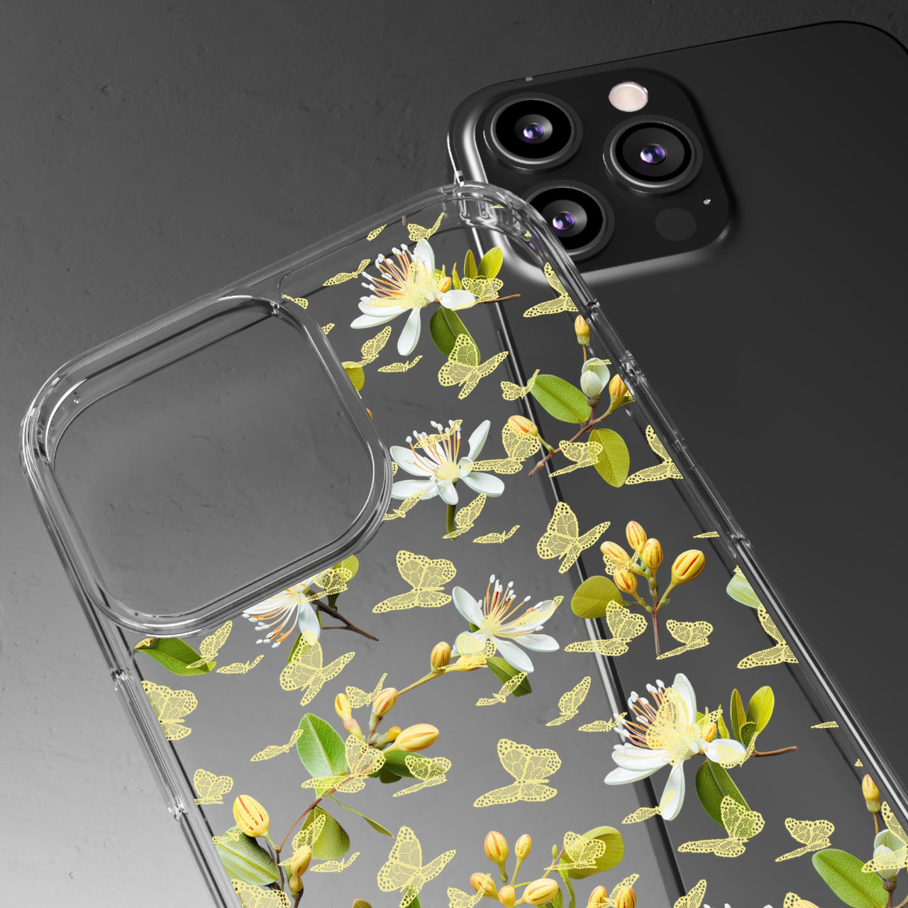 *Clear Case* Lace Butterfly - iPhone 13, iPhone 13 Mini, iPhone 13 Pro, iPhone 13 Pro Max - Supports Wireless Charging