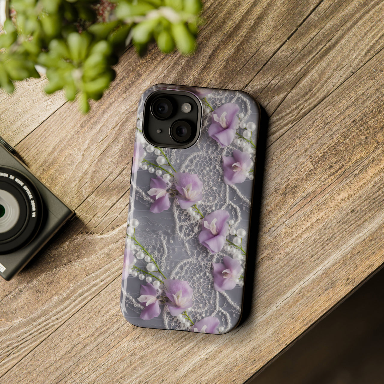 Purple Sweet Pea - MagSafe Tough Case for iPhone 15, iPhone 15 Pro, iPhone 15 Plus, & iPhone 15 Pro Max