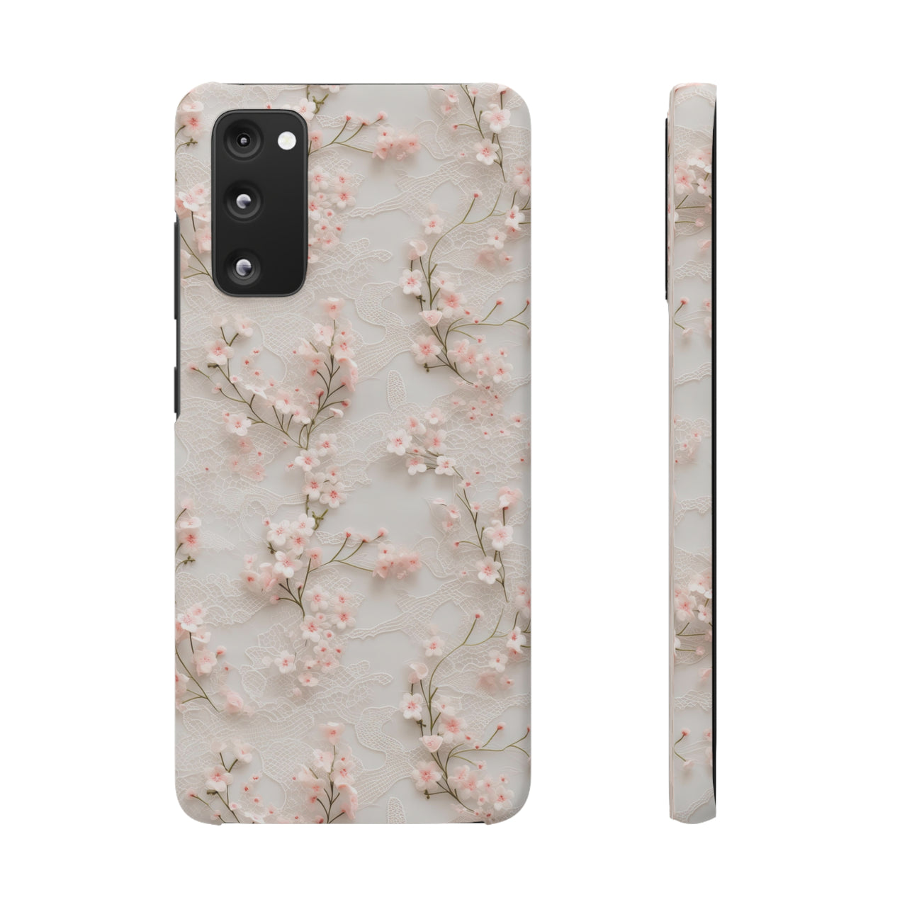 White Lace and Cherry Blossoms - Snap Case for Samsung Galaxy S20, Samsung Galaxy S20+, Samsung Galaxy S20 Ultra, & Samsung Galaxy S20 FE