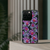 Thumbnail for *Clear Case* Fuchsia Orchid - iPhone 14, iPhone 14 Pro, iPhone 14 Plus, iPhone 14 Pro Max - Supports Wireless Charging