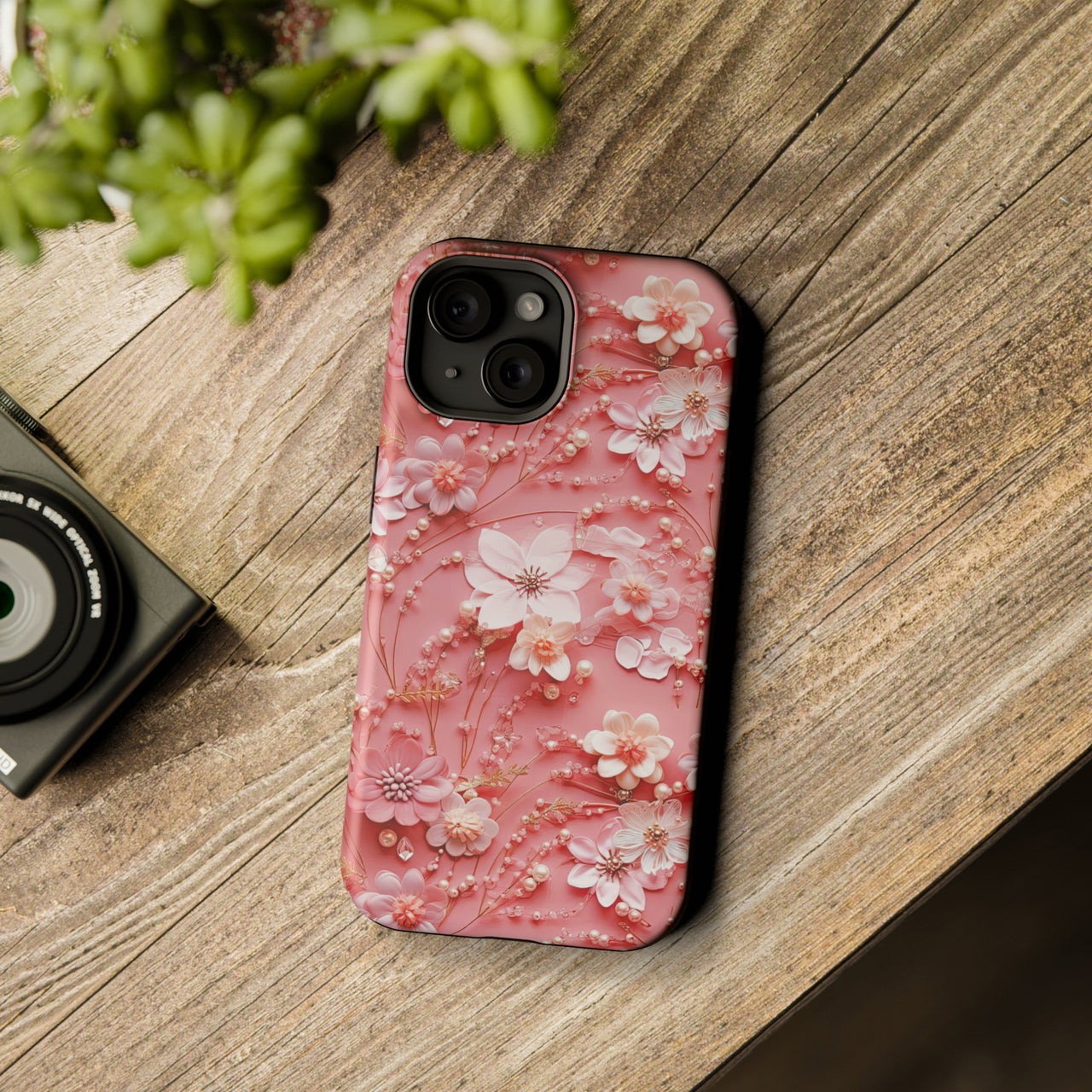 Floral Champagne Toast - MagSafe Tough Case for iPhone 15, iPhone 15 Pro, iPhone 15 Plus, & iPhone 15 Pro Max