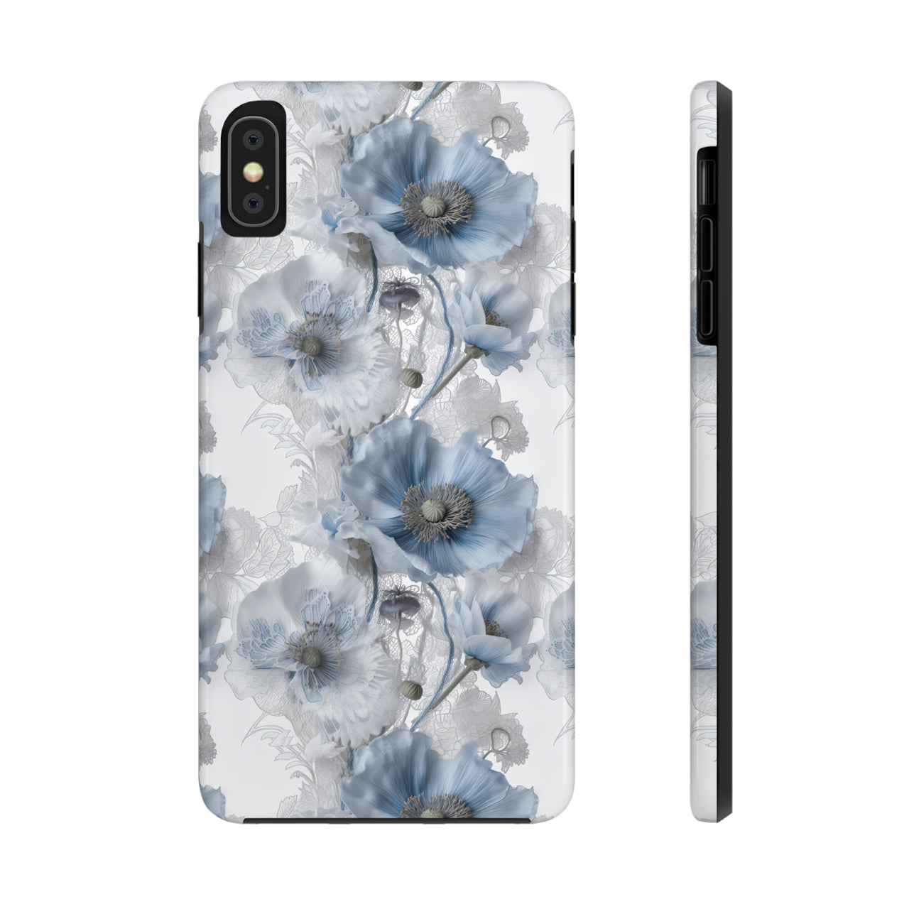 Himalayan Blue Poppy Tough Phone Cases for iPhone X, iPhone XR, iPhone XS, and iPhone XS MAX. Supports Wireless Charging.