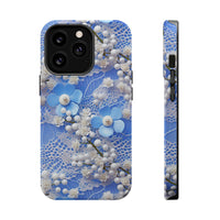 Thumbnail for Pearls and Lace on Baby Blue - MagSafe Tough Cases for iPhone 13, iPhone 13 Mini, iPhone 13 Pro, and iPhone 13 Pro Max.