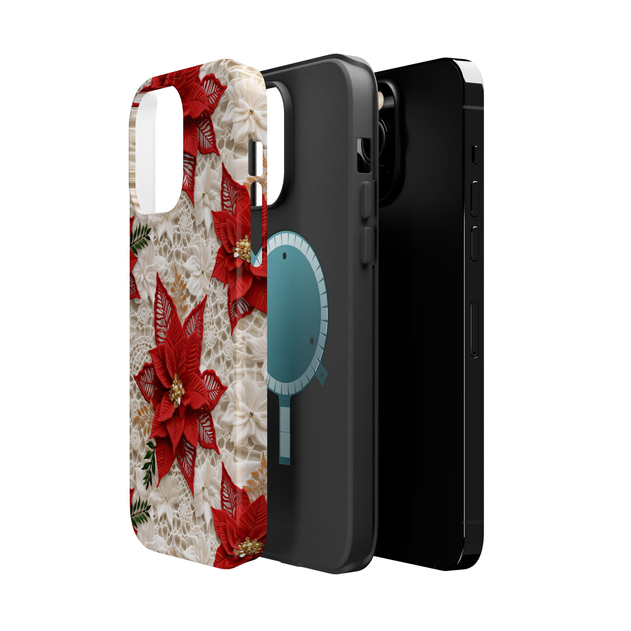 Christmas Poinsettia MagSafe Tough Cases for iPhone 14, iPhone 14 Pro, iPhone 14 Plus, and iPhone 14 Pro Max