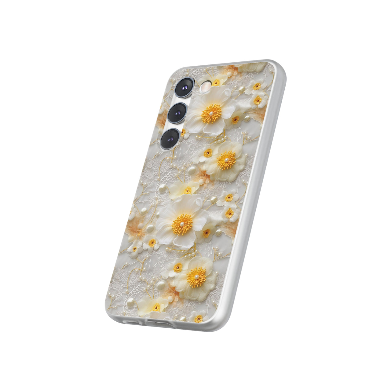 Yellow and White Floral - Flexi Cases for Samsung Galaxy S23, Samsung Galaxy S23 Plus, and Samsung Galaxy S23 Ultra