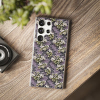 Thumbnail for White Flowers on a Purple Bed - Flexi Cases for Samsung Galaxy S23, Samsung Galaxy S23 Plus, and Samsung Galaxy S23 Ultra