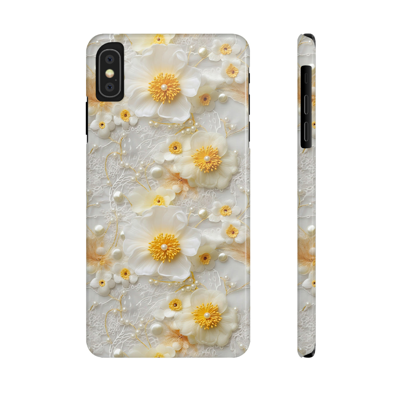 Yellow and White Floral - Slim Phone Cases for iPhone X, iPhone XR, iPhone XS, and iPhone XS MAX