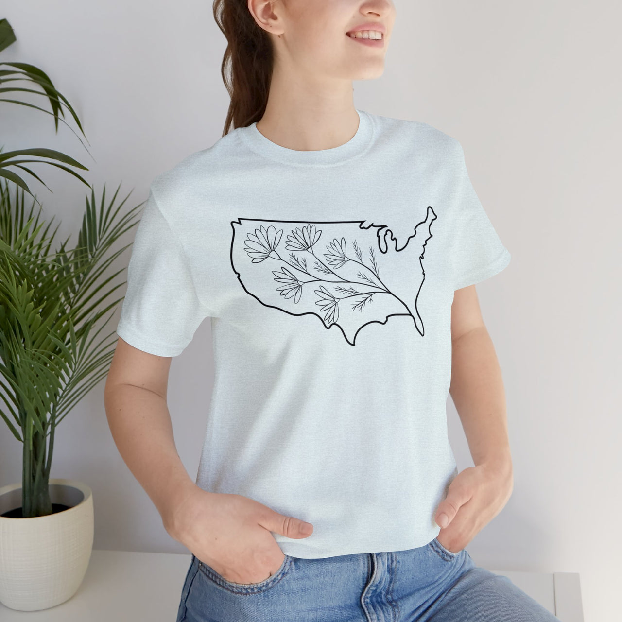 Map of the USA - Unisex Light Cotton T-Shirt