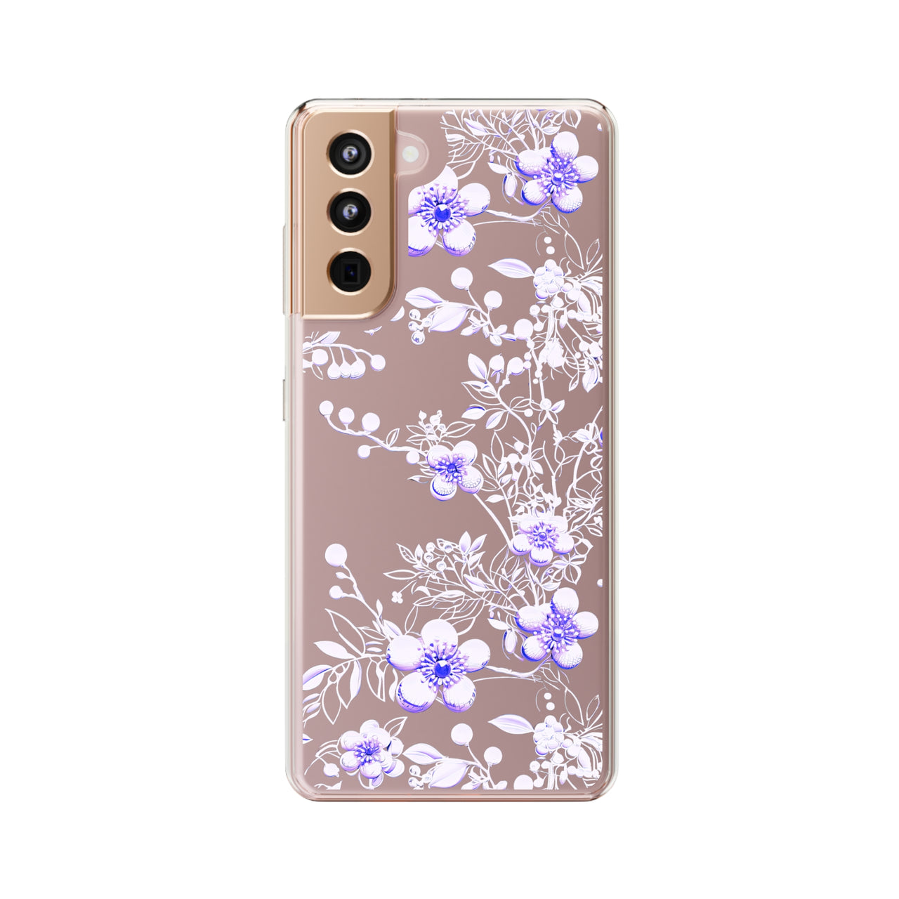 *Clear Case* Purple Petals - Samsung Galaxy S21, Samsung Galaxy S21 Plus, Samsung Galaxy S21 Ultra - Supports Wireless Charging