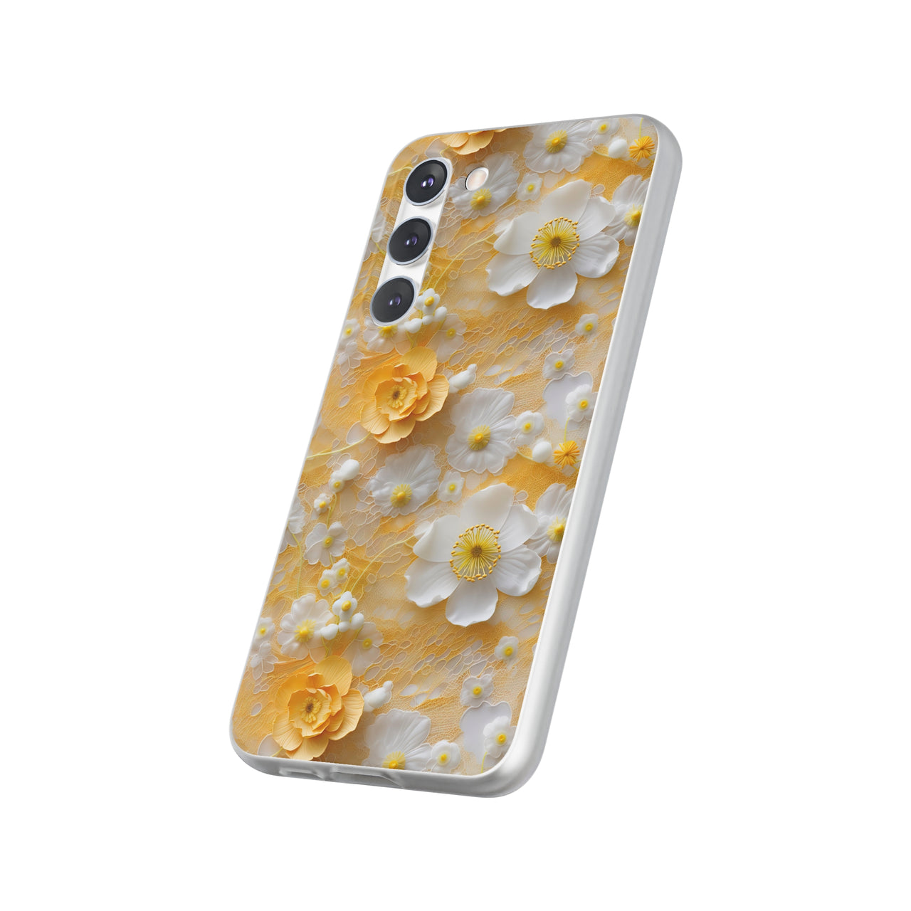 Yellow Floral - Flexi Cases for Samsung Galaxy S23, Samsung Galaxy S23 Plus, and Samsung Galaxy S23 Ultra