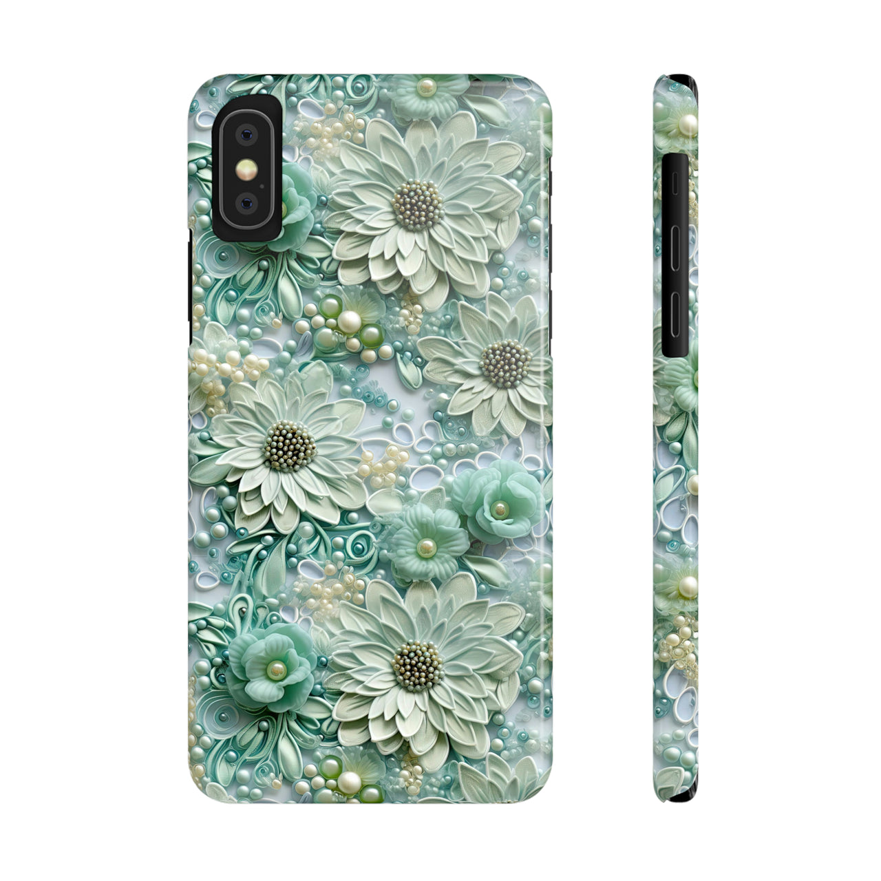 Teal Petals - Slim Phone Cases for iPhone X, iPhone XR, iPhone XS, and iPhone XS MAX