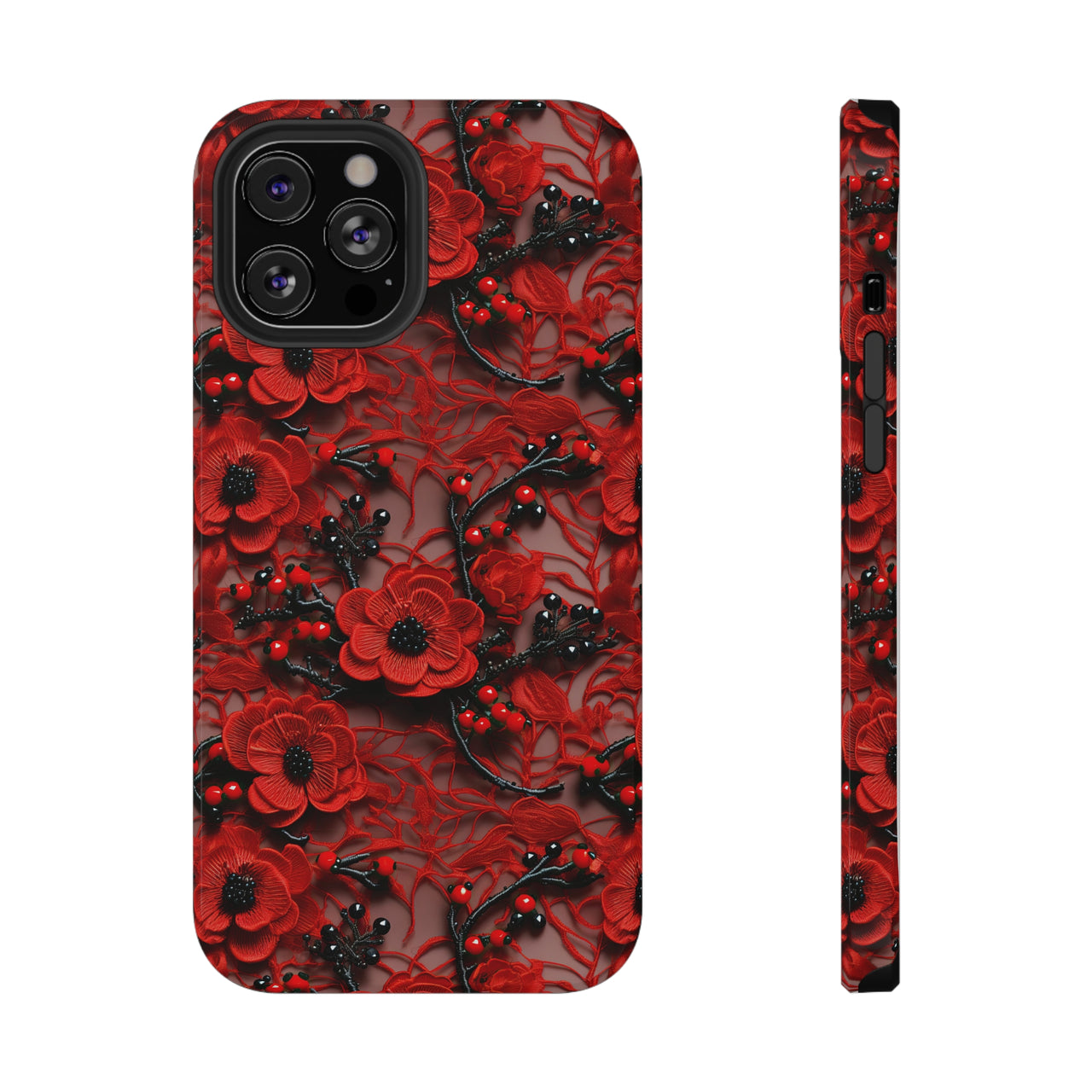 Scarlet Temptation Impact-Resistant Case for iPhone 12, iPhone 12 Mini, iPhone 12 Pro, and iPhone 12 Pro Max. Supports Wireless Charging.