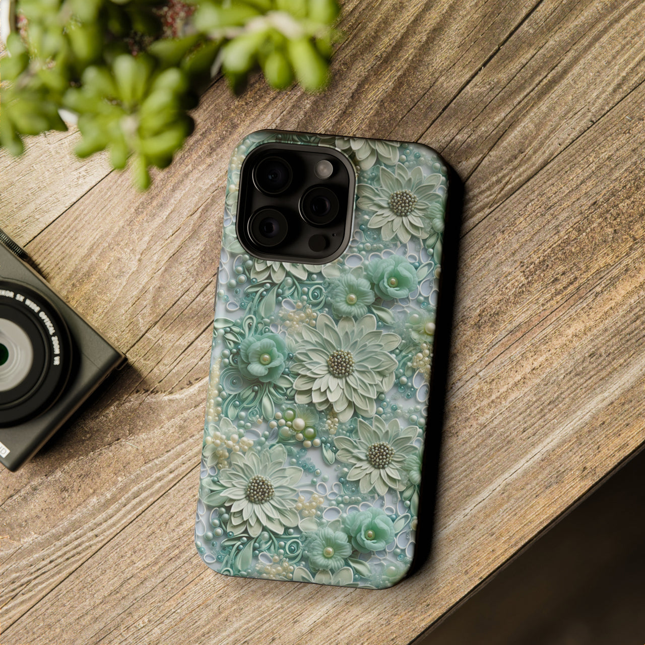 Teal Petals - MagSafe Tough Case for iPhone 15, iPhone 15 Pro, iPhone 15 Plus, & iPhone 15 Pro Max